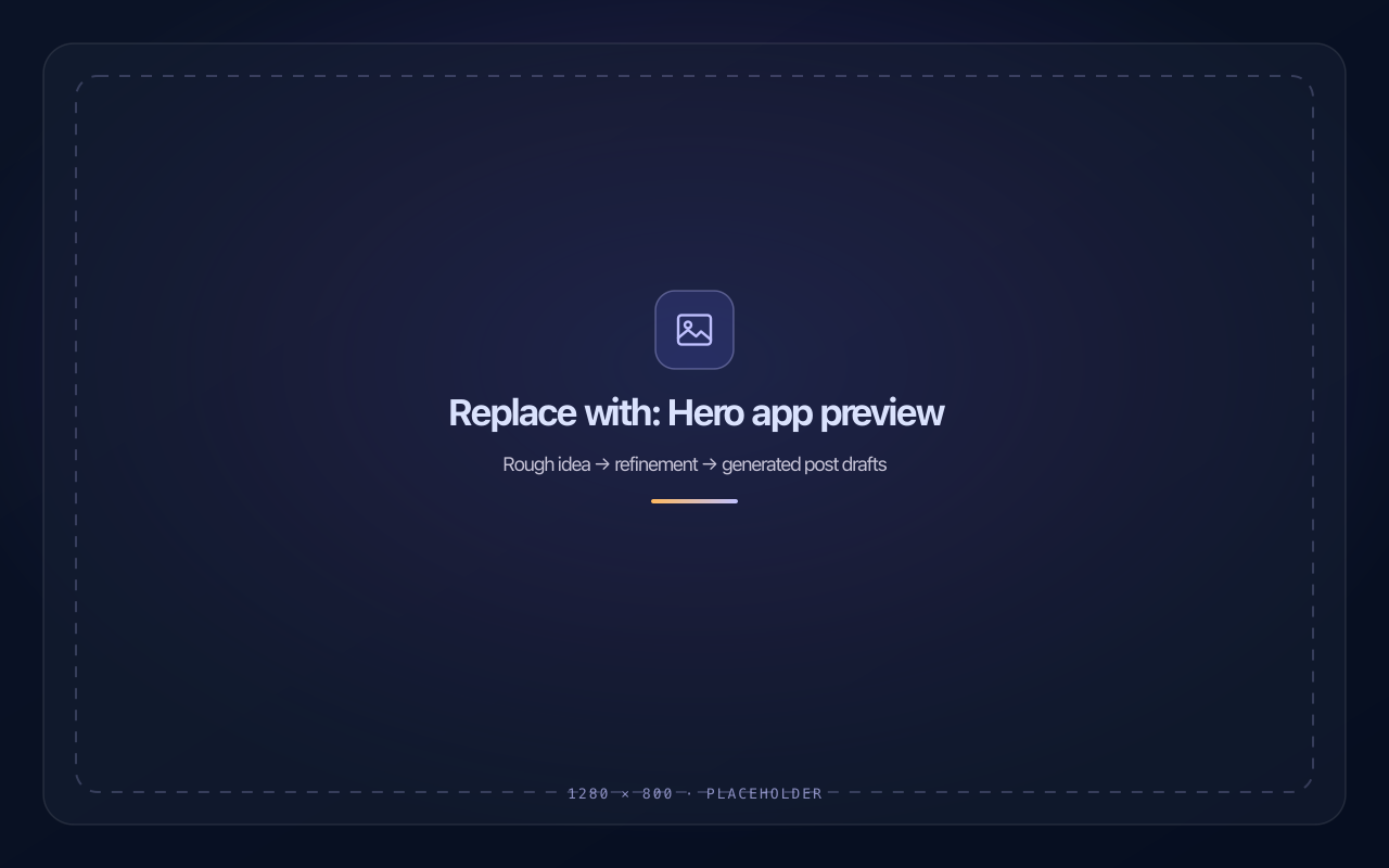 Sparkloom app preview showing a rough idea being refined into polished post drafts.