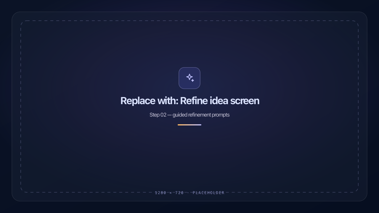Sparkloom guided refinement prompts that sharpen an idea's angle.